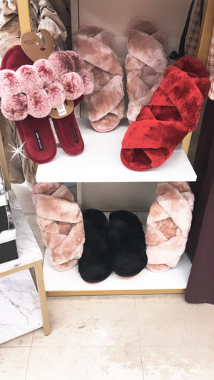 Red Fur Slippers